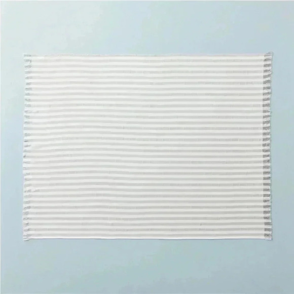 NWT Clipped Stripe Dobby Throw Blanket Gray/Cream - Hearth & Hand with Magnolia - Picture 3 of 5